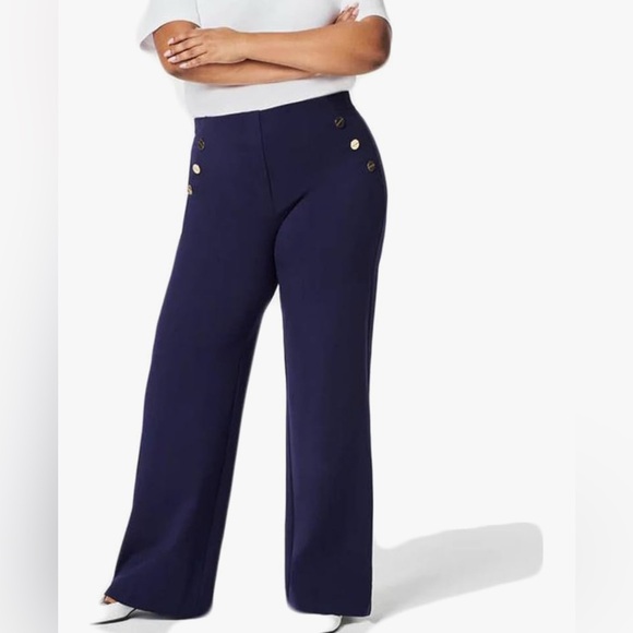 NWOT Navy Blue High Waisted Double Breast Sailor Trousers size 1X - Picture 1 of 10